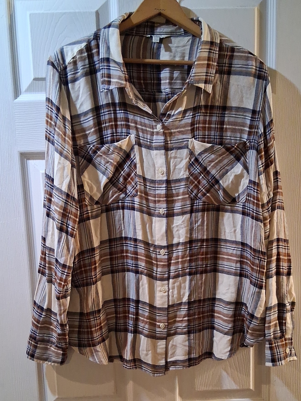 Lucky Brand Brown & Cream Plaid Button-Down Shirt